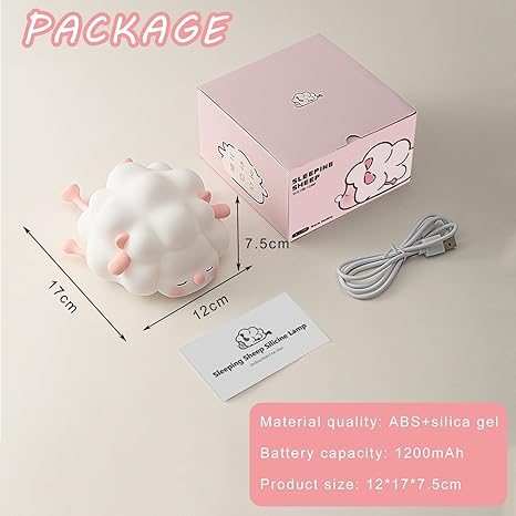 LED Sheep Baby Bedside Lamp with 3 Light Levels, Cute Silicone Rechargeable Night Lamp with Touch Sensor for Children's Room Bedroom Lights Baby Room Decor Birthday Gift
