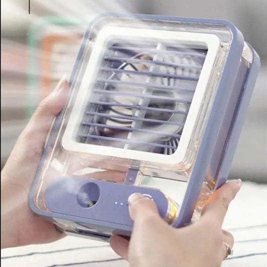 Rechargeable Mini USB Fan with Mist humidifier water spray- Mini AC Cooler With Led