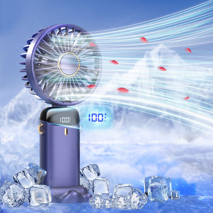 Digital Display Rechargeable 5 Speeds, 90° Ajustable  Portable Handheld Fan