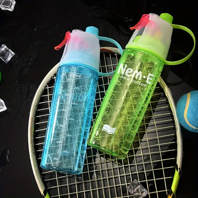 2 in 1 Drink and Mist Water Bottle, Sports Spray Water Bottle Straw Outdoor Bicycle