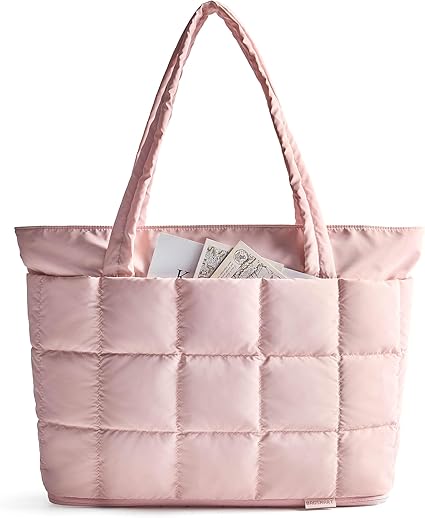 Expandable Tote Bag for Women, Puffer Work Tote Handbag, Quilted Carry On Bag for Travel Gym