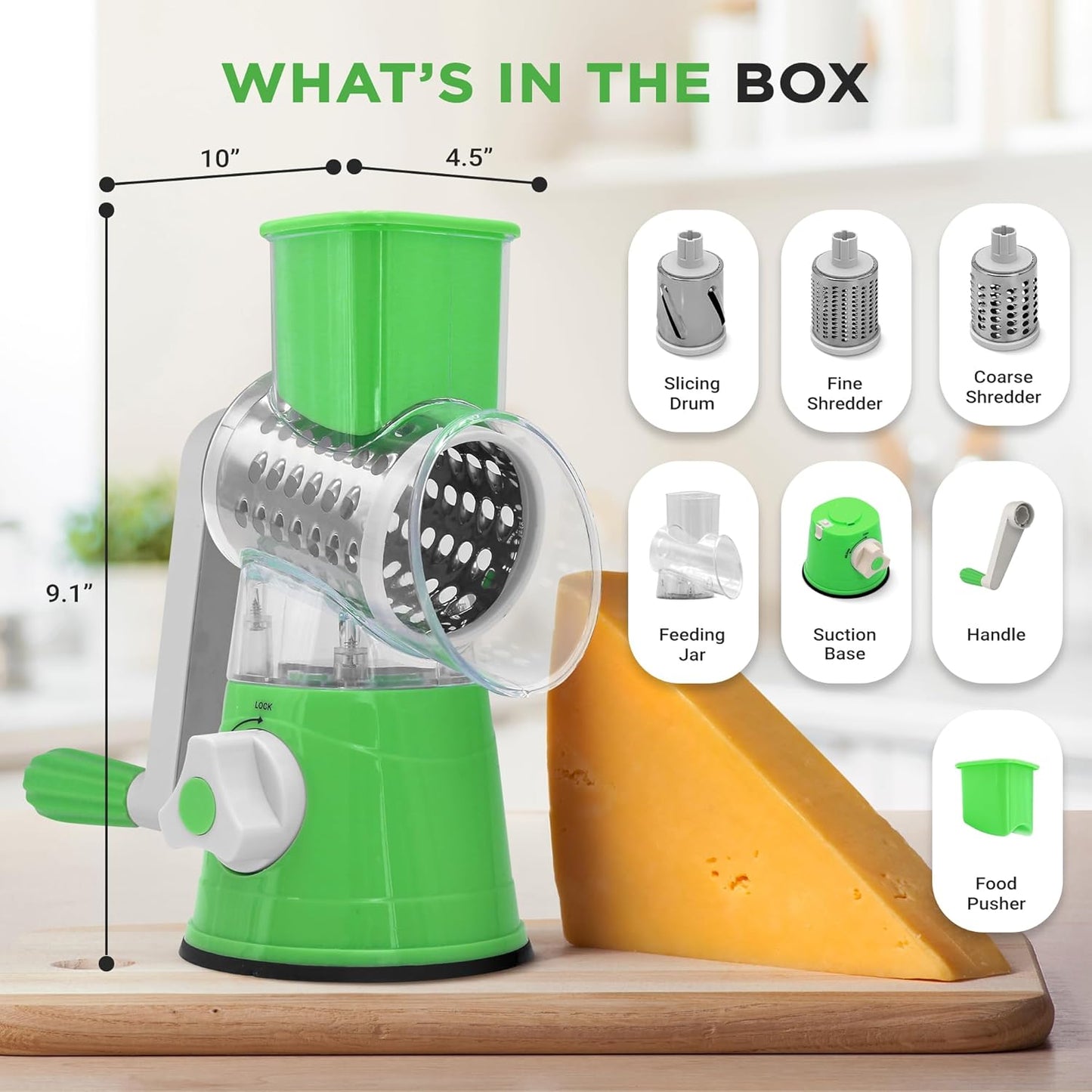 Manual Tabletop Drum 3 in 1 Rotary Shredder Slicer Grinder