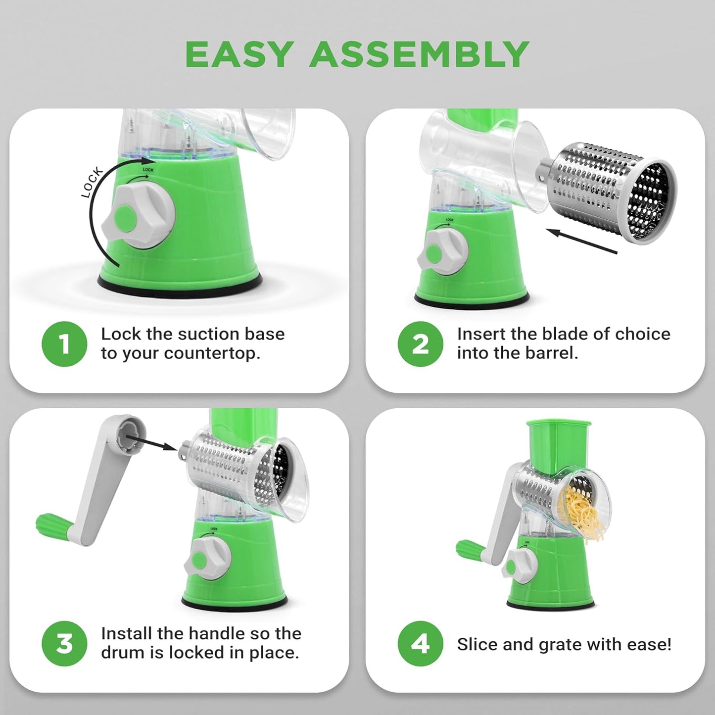 Manual Tabletop Drum 3 in 1 Rotary Shredder Slicer Grinder