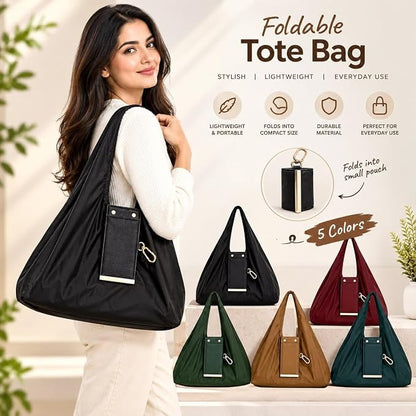 Foldable Keychain Tote Bag with Key Ring