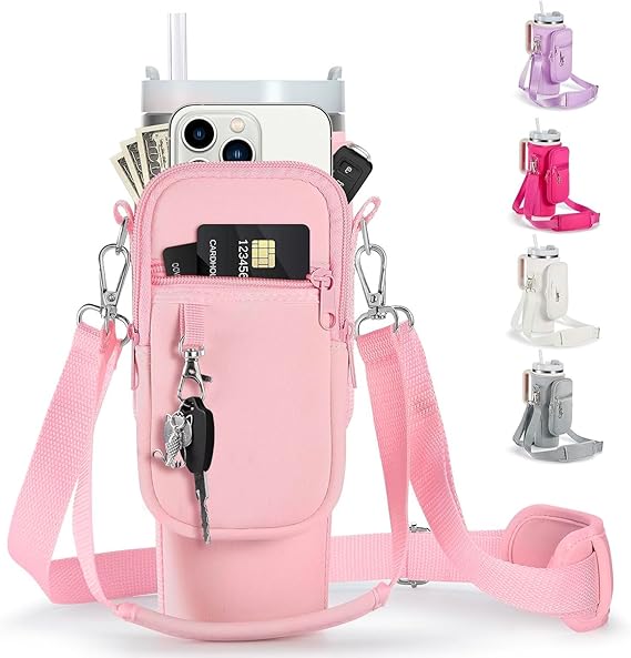 Water Bottle Carrier Bag for Stanley 40oz Tumbler with Phone Pocket And Adjustable Strap