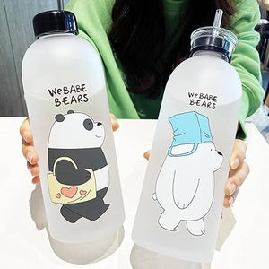 1000ml Cute Panda Transparent Plastic Bottle Leakproof