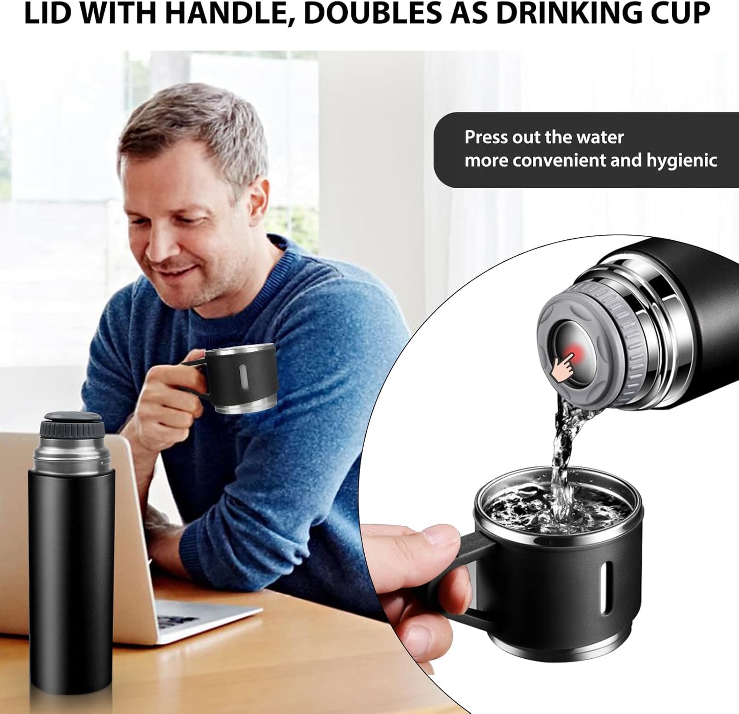 3 Cup Double-Layer Stainless Steel Vacuum Flask Set