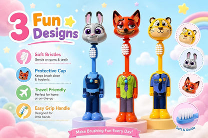 Kids Fun Character Toothbrushes Collection Zootopia, Minecraft & Tom and Jerry Kids Toothbrushes