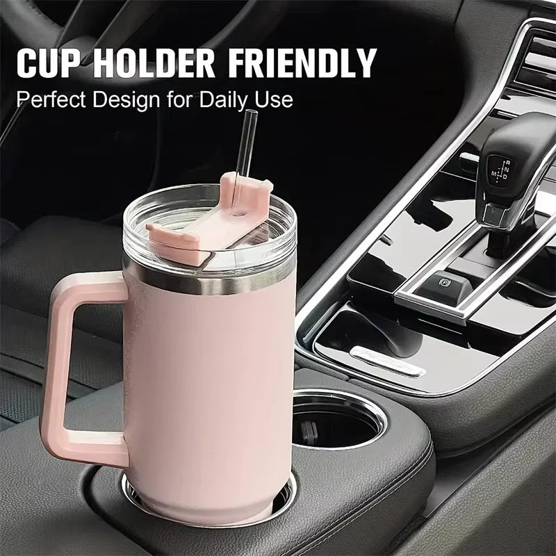 40oz Stainless Steel  Tumbler with Handle Lid Straw