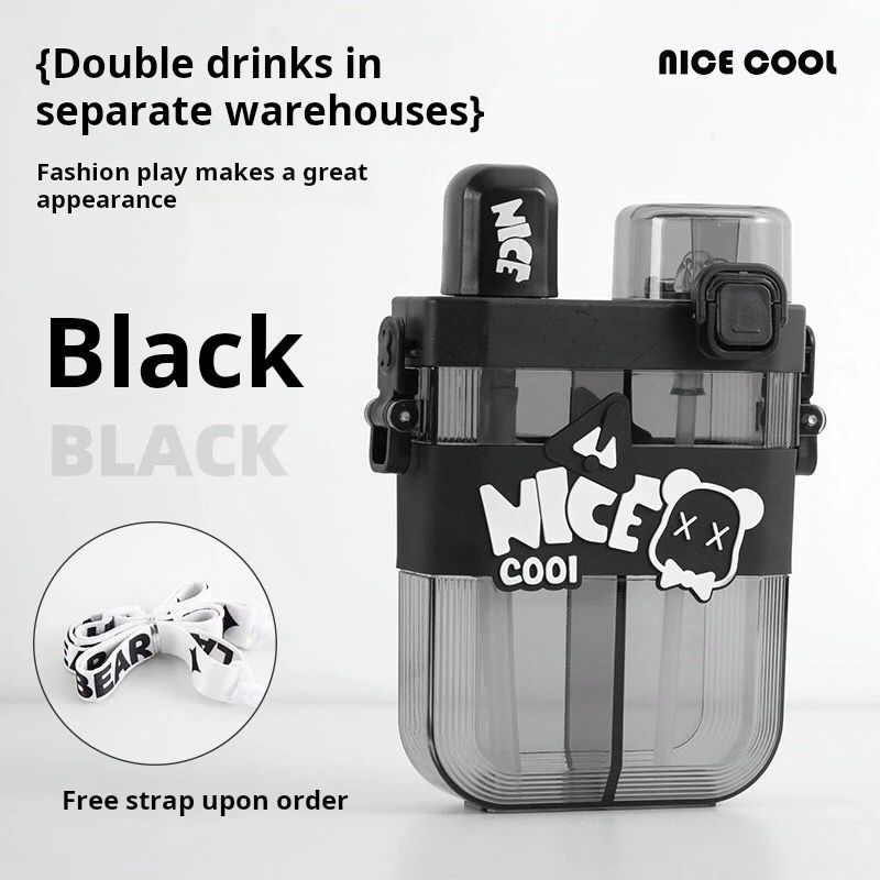 Dual Compartment Water Bottle, 600ml Capacity
