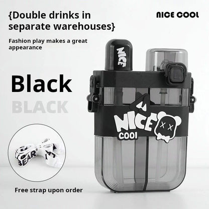 Dual Compartment Water Bottle, 600ml Capacity