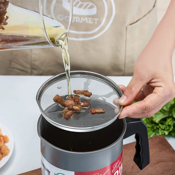 High Quality Fryer Oil Filter Pot  Carbon Steel oilcan with Stainless Steel  Kitchen  Storage Jug Cooking Pot