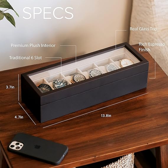 12 Slot / 6 slots Watch organaizer Luxury Carbon Fiber Design Display Case, Large Holder, Metal Buckle)