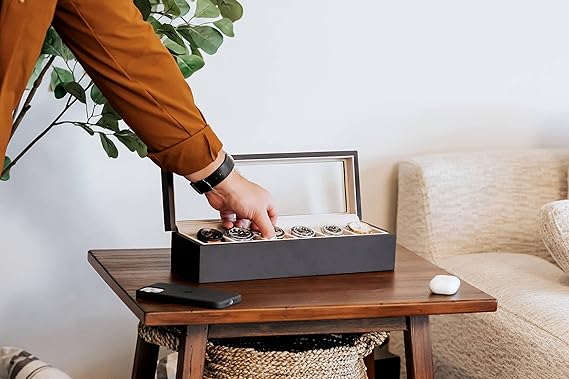 12 Slot / 6 slots Watch organaizer Luxury Carbon Fiber Design Display Case, Large Holder, Metal Buckle)