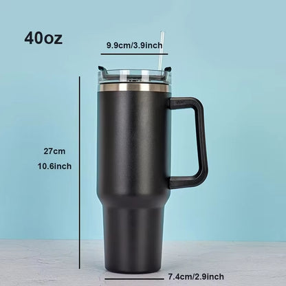 40oz Stainless Steel  Tumbler with Handle Lid Straw
