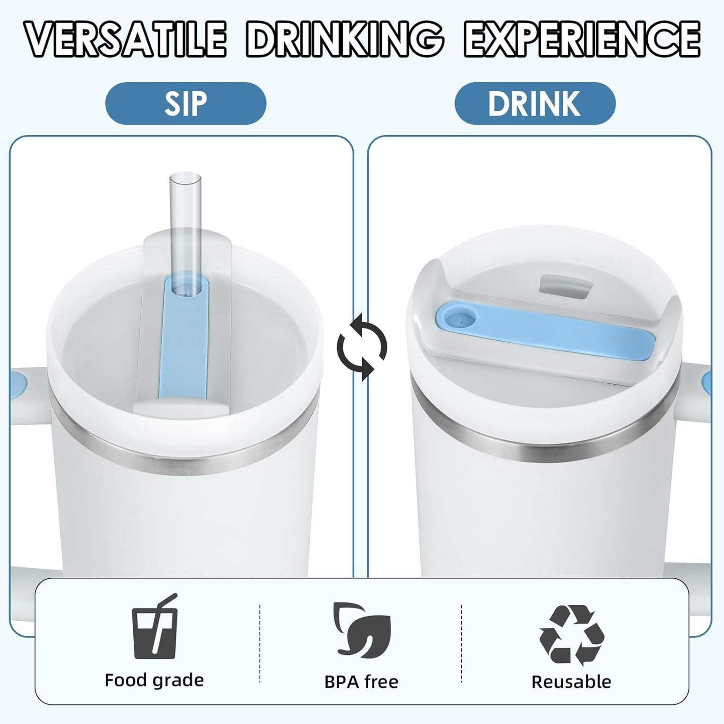 40oz Stainless Steel  Tumbler with Handle Lid Straw