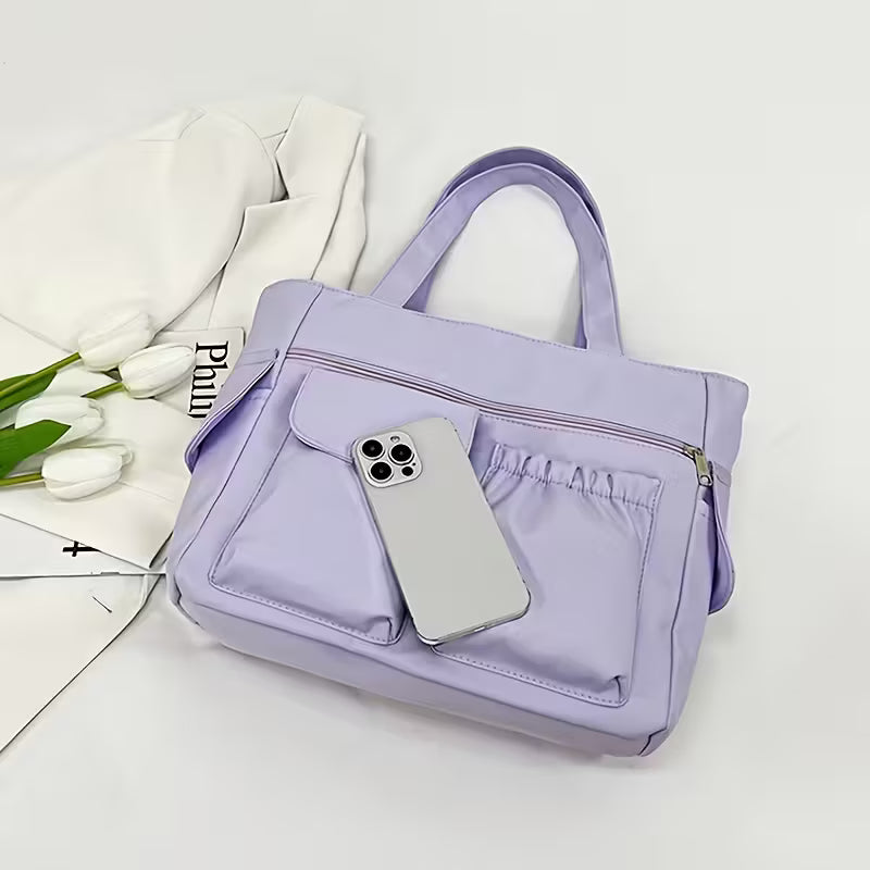 Women'S Shoulder Handbag Tote, Casual and Everyday Carry, Multi Pocket Lightweight Nylon Bag