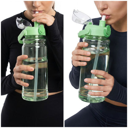 Transparent Big Size Water Bottle 2100ml & 2500ml | Leakproof Sipper Single-Click Unlock Plastic Water Bottle for Gym, Travel & Daily Use
