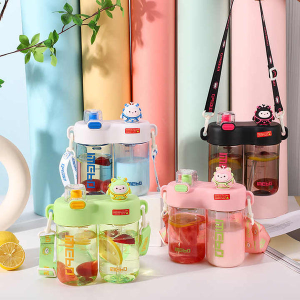 840ML Twin Compartment WaterBottle For Outdoor With Strap