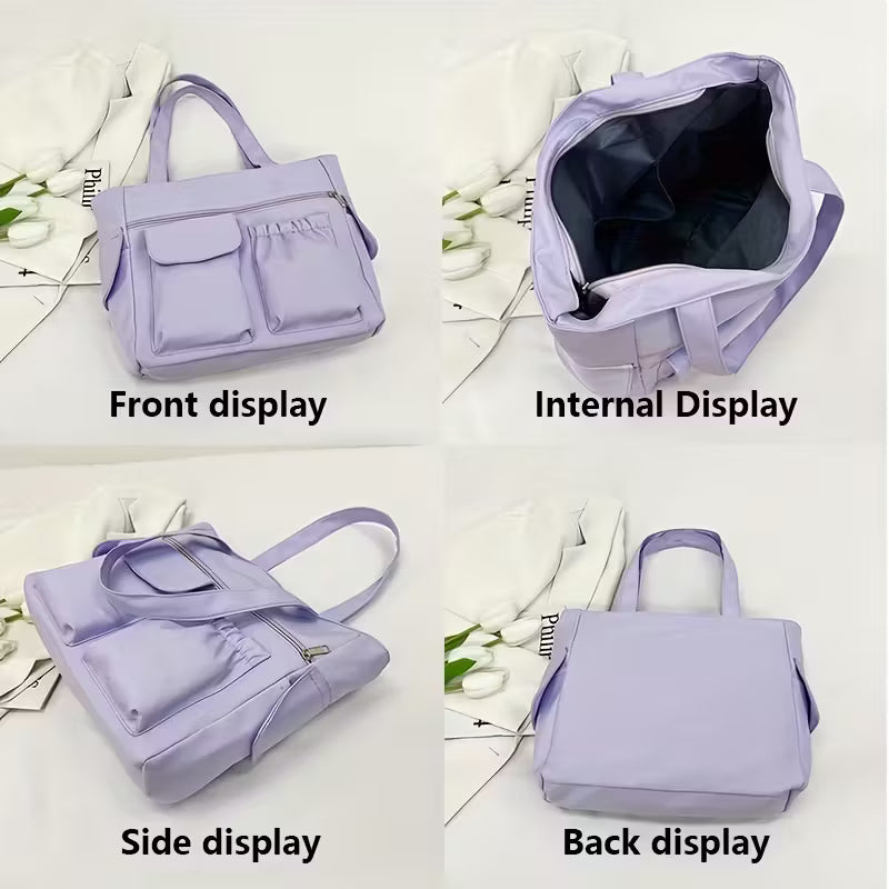 Women'S Shoulder Handbag Tote, Casual and Everyday Carry, Multi Pocket Lightweight Nylon Bag