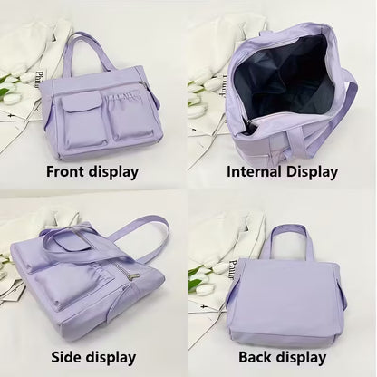 Women'S Shoulder Handbag Tote, Casual and Everyday Carry, Multi Pocket Lightweight Nylon Bag