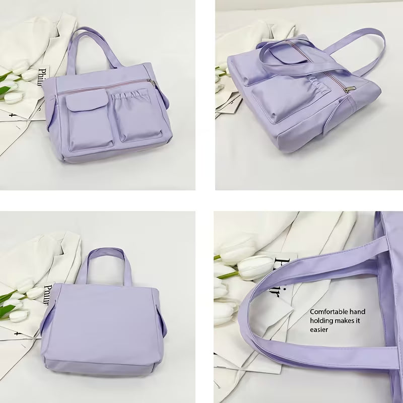 Women'S Shoulder Handbag Tote, Casual and Everyday Carry, Multi Pocket Lightweight Nylon Bag