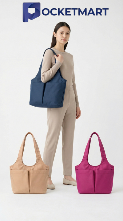 Women's Everyday Essential Waterproof Shoulder Tote Bag – Deep Multi Pocket