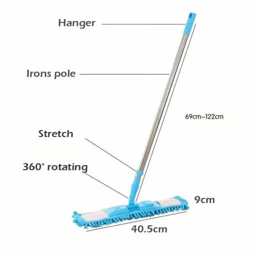 Effortless Extendable Microfiber Flat Mop for Lazy Cleaning on Tiles & Hardwood