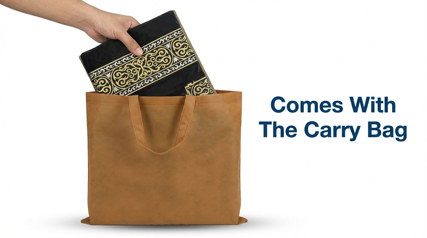 Foldable Janamaz with Backrest – Premium Turkish Style Prayer Mat //Black