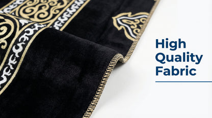 Foldable Janamaz with Backrest – Premium Turkish Style Prayer Mat //Black