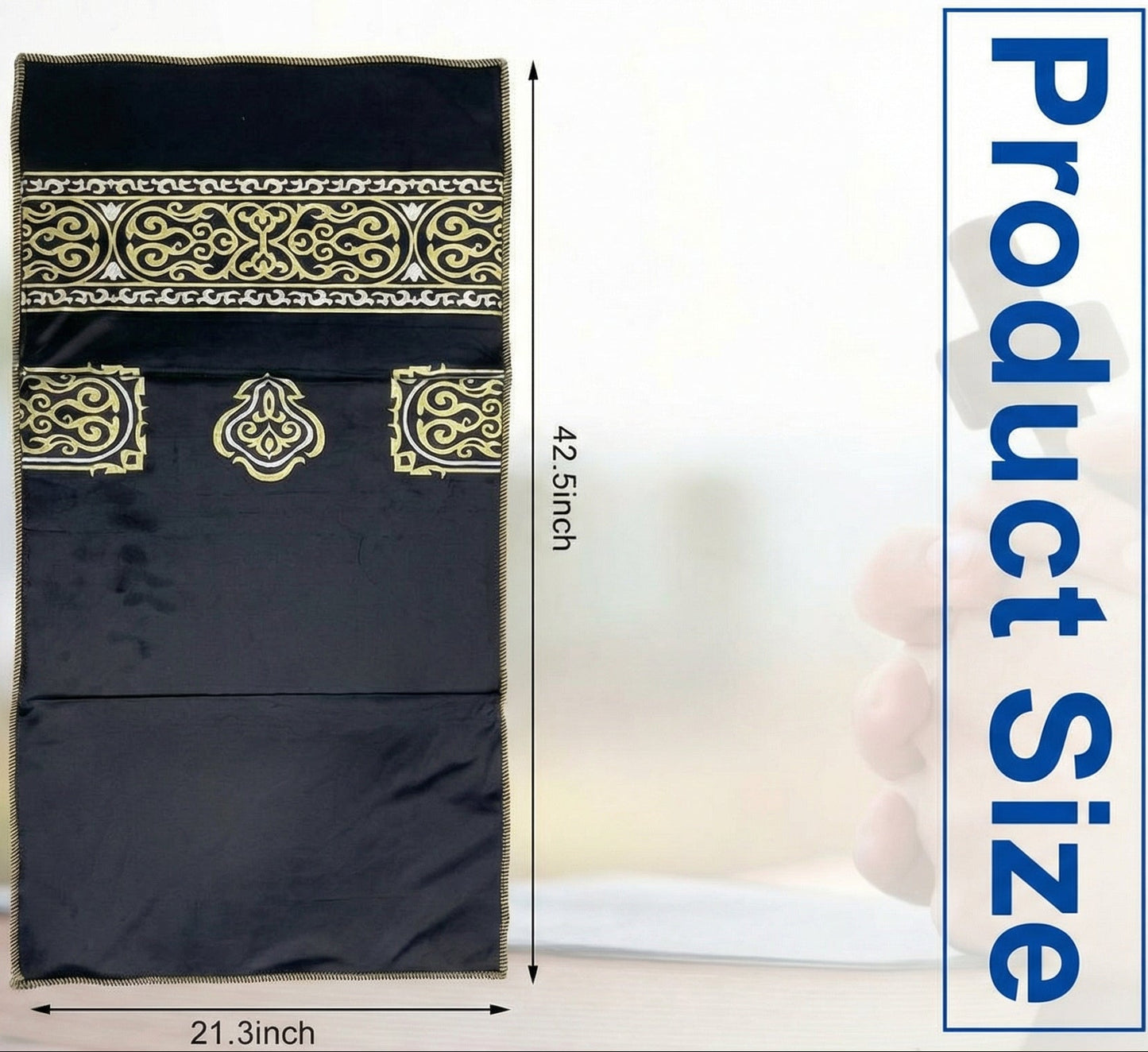 Foldable Janamaz with Backrest – Premium Turkish Style Prayer Mat //Black