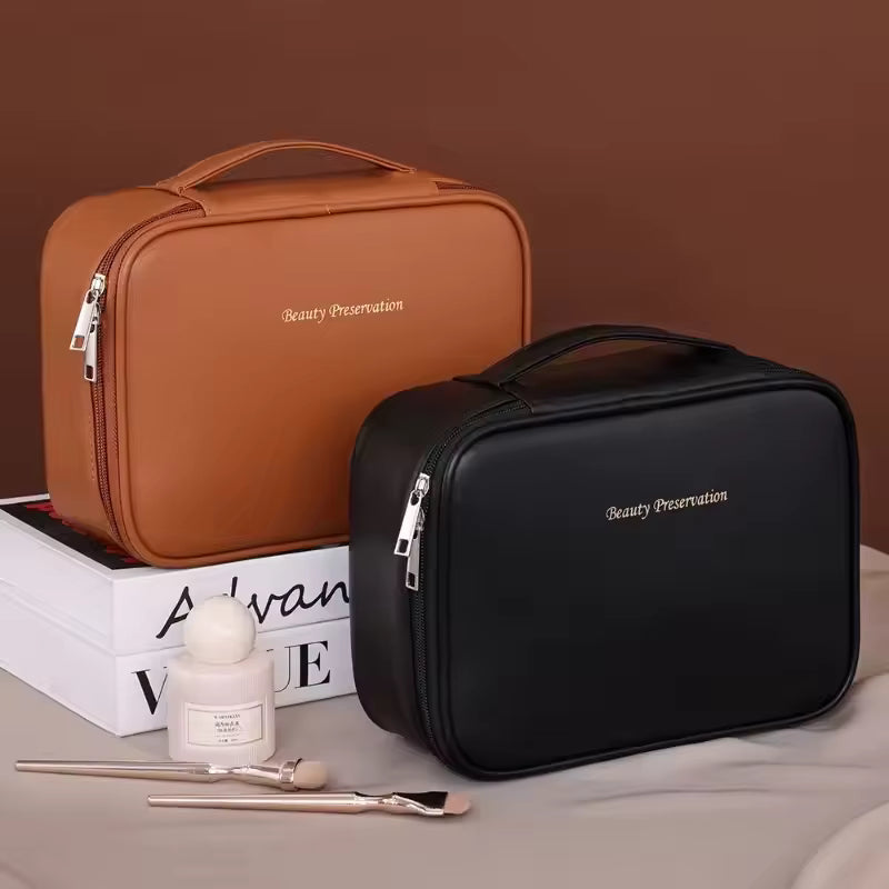 Luxury PU Leather Large Capacity Makeup Bag The Perfect Travel Cosmetic Organizer