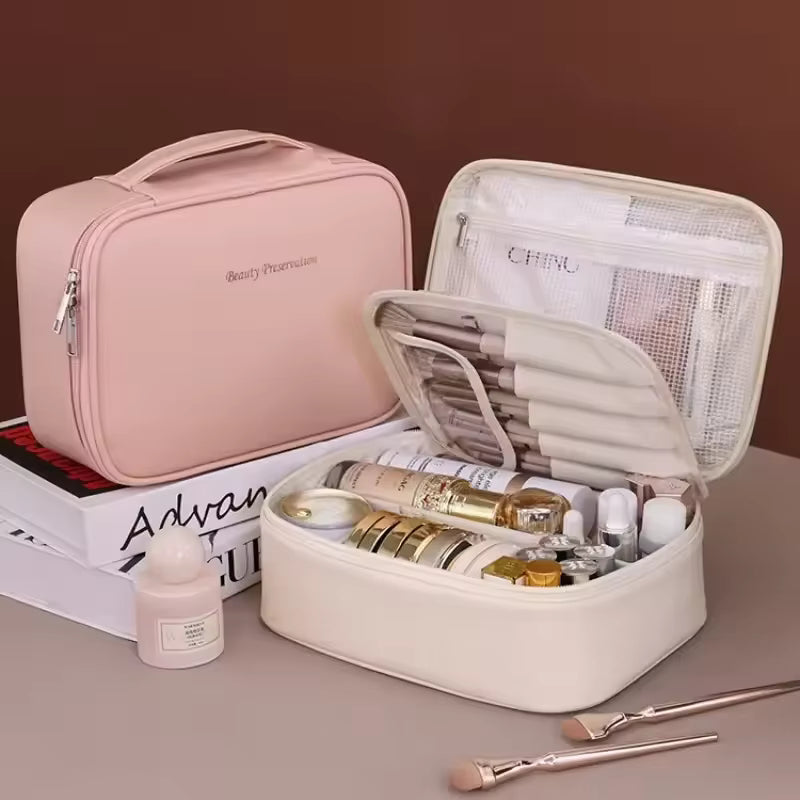Luxury PU Leather Large Capacity Makeup Bag The Perfect Travel Cosmetic Organizer