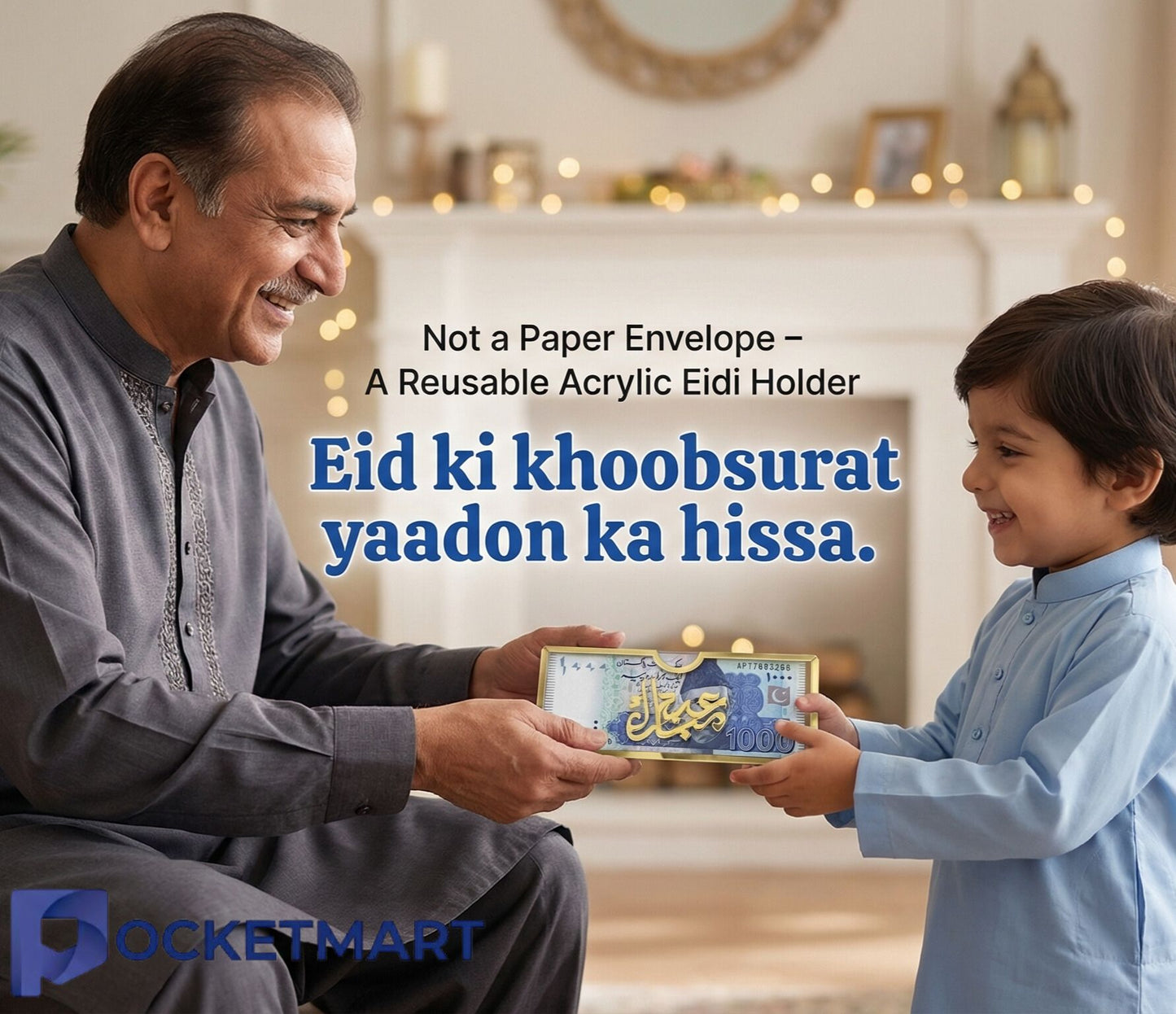 Pack Of 5 Eid Acrylic Envelope Lifafa memorable Gift