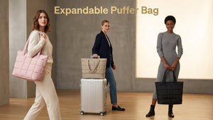 Expandable Tote Bag for Women, Puffer Work Tote Handbag, Quilted Carry On Bag for Travel Gym