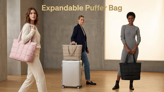 Expandable Tote Bag for Women, Puffer Work Tote Handbag, Quilted Carry On Bag for Travel Gym