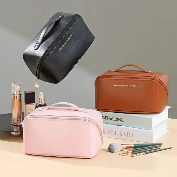 PU Leather Large Capacity Travel Cosmetic Bag Waterproof Portable Pouch