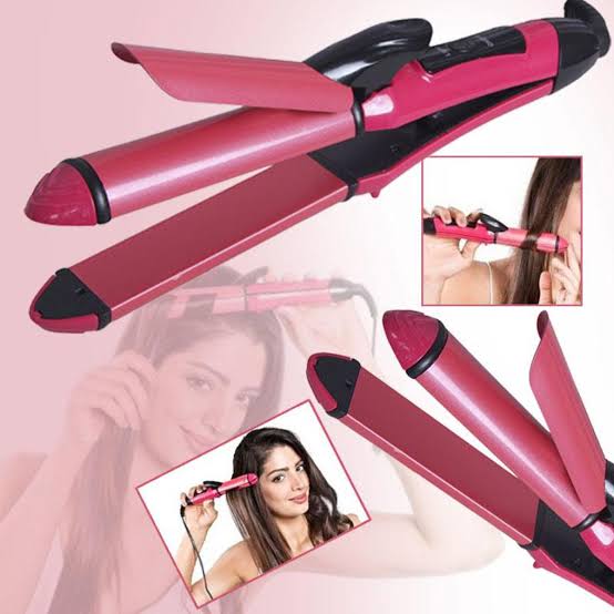2-in-1 Ceramic Plate  Hair Straightener And Plus Hair Curler For Women