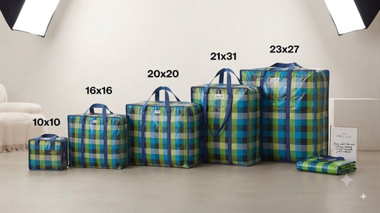 Laundry Shopping Bags - Random Coloured 170 GSM Jumbo Strong Reusable Waterproof Storage Bag with Zipper and Handle for Travel, Moving, Packing Cloths