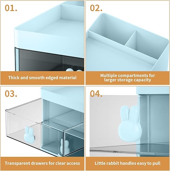 Small Desk Organizer with Drawer, Multi-Functional Pen Pencil Holder Storage Box, Desk Organizers