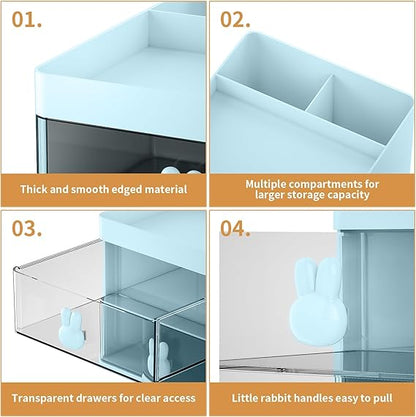 Small Desk Organizer with Drawer, Multi-Functional Pen Pencil Holder Storage Box, Desk Organizers