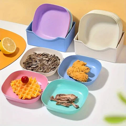 10 pcs Plate Set With Holder Mix Colours