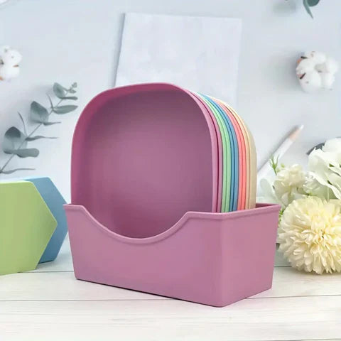 10 pcs Plate Set With Holder Mix Colours