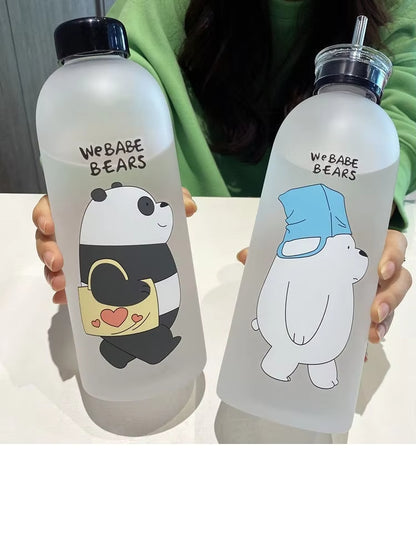 1000ml Cute Panda Transparent Plastic Bottle Leakproof