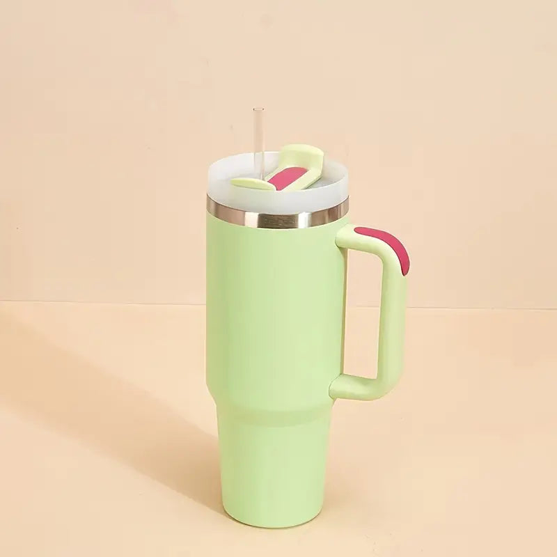 40oz Stainless Steel  Tumbler with Handle Lid Straw