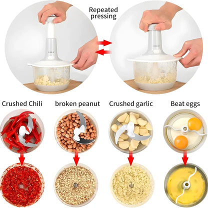 1500ML – Hand Chopper Machine  – Manual Vegetable Cutter & Food Processor