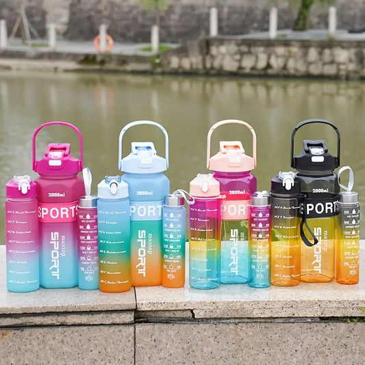 (Set of 3)  Motivational Sport Water Bottle 2000ML/900ML/300ML