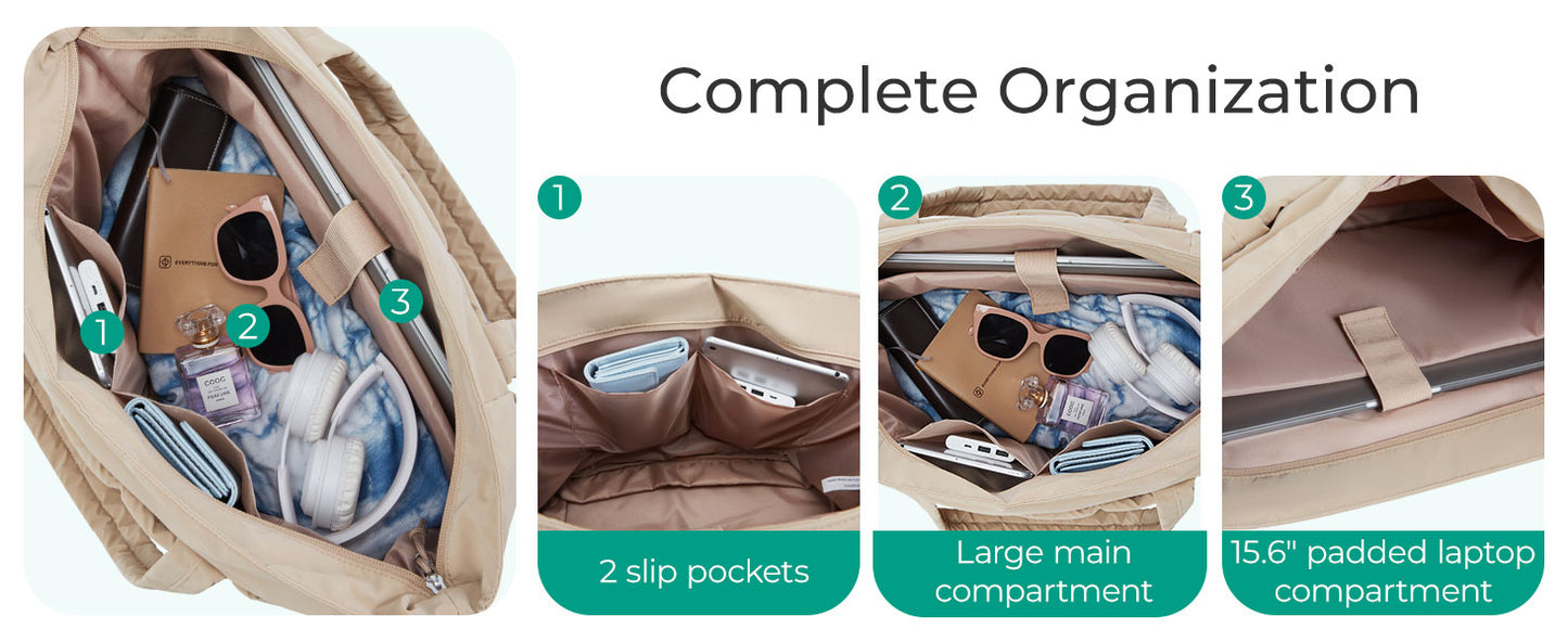 Expandable Tote Bag for Women, Puffer Work Tote Handbag, Quilted Carry On Bag for Travel Gym