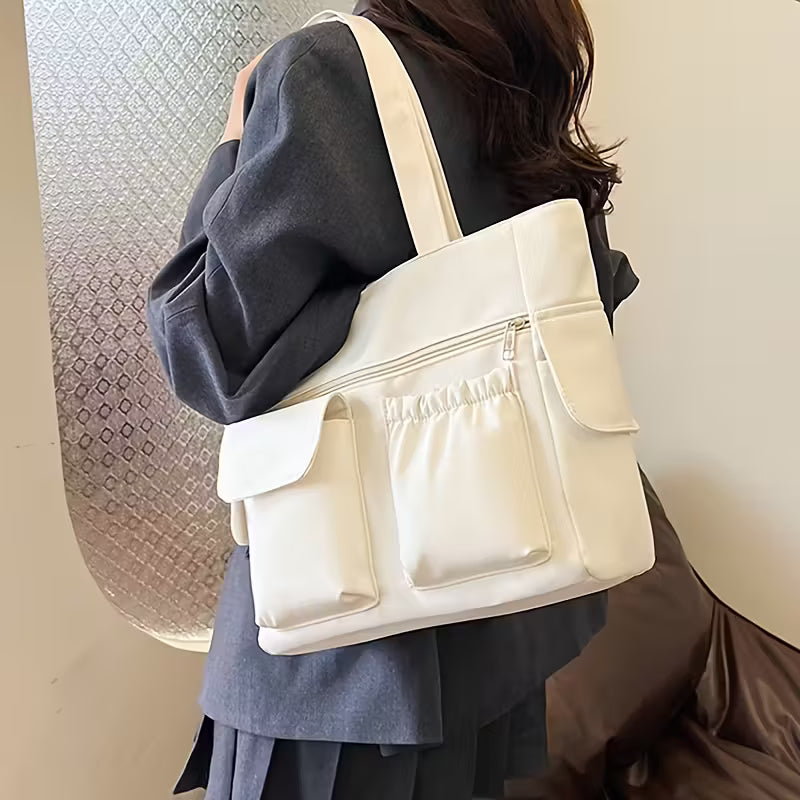 Women'S Shoulder Handbag Tote, Casual and Everyday Carry, Multi Pocket Lightweight Nylon Bag