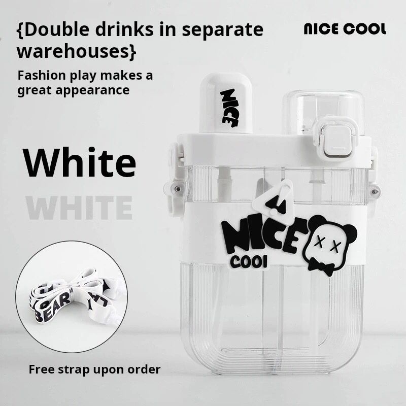 Dual Compartment Water Bottle, 600ml Capacity